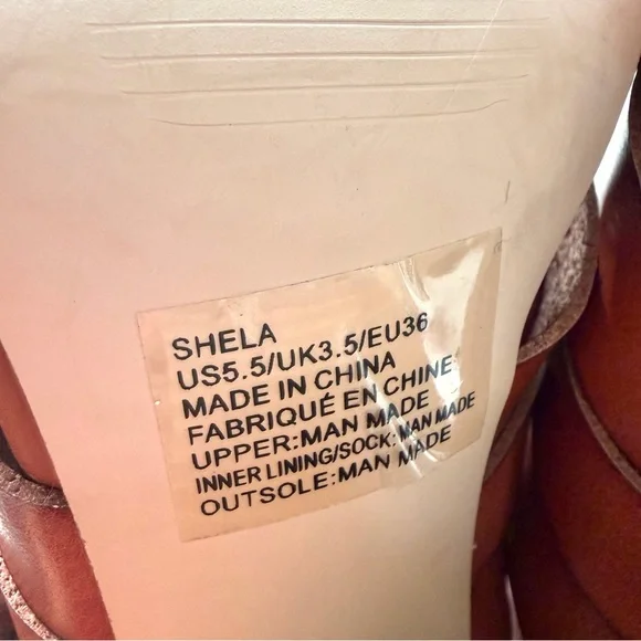 JustFab Cognac Strappy Block Heels 5.5 - Picture 11 of 11